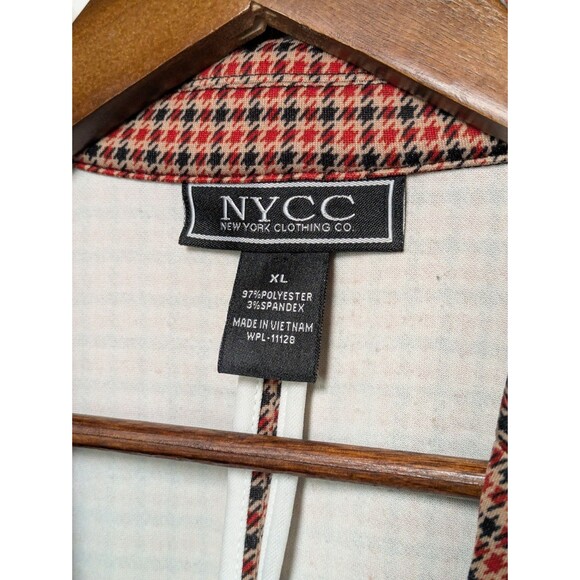 Vintage Houndstooth Blazer Red Navy Check Womens XL Preppy Retro Academia Office - Picture 5 of 9